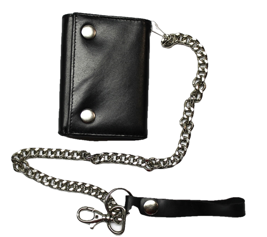 Black Tri-Fold Chain Wallet