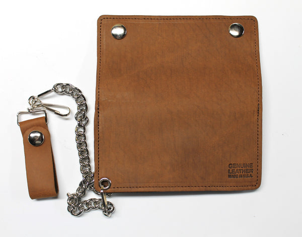 6 inch Biker Wallet - Brown Pull Up Leather