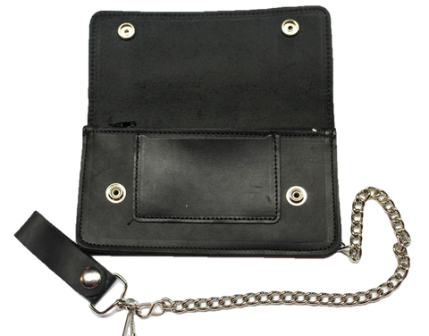 7 inch Biker Wallet - Black Oil Tanned Leather - USA MADE