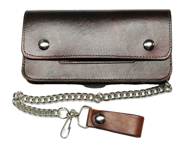 8 inch Trucker Wallet - Dark Brown Antique Leather - USA MADE