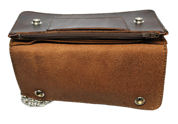 8 inch Trucker Wallet - Dark Brown Antique Leather - USA MADE