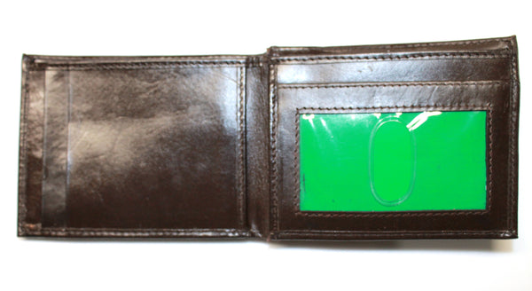 Firefighter Front Pocket Slim ID Bifold Wallet - Dark Brown Leather