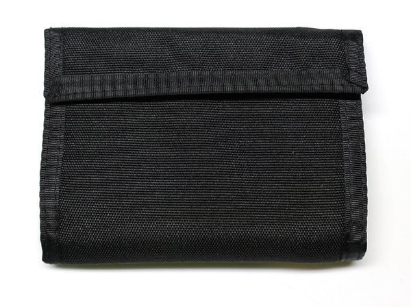 Bifold Nylon Wallet with Zippered Coin Pocket - Black