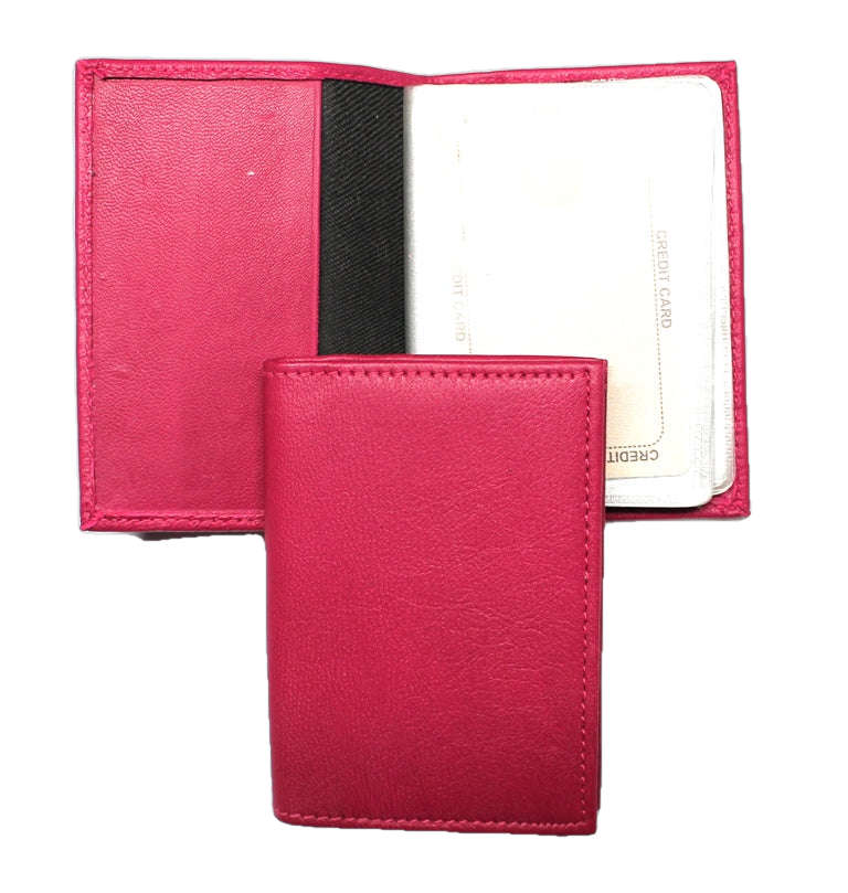 Credit Card Holder - Book Style - Pink Leather