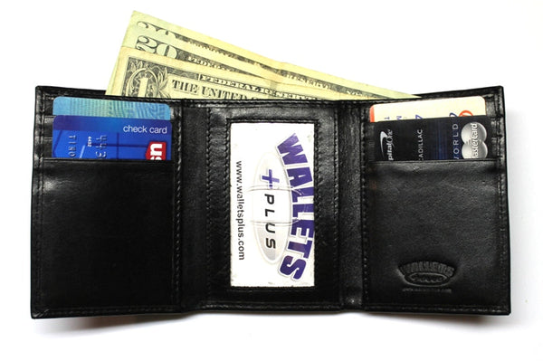 Bass Fishing Trifold Wallet Black Leather Embossed