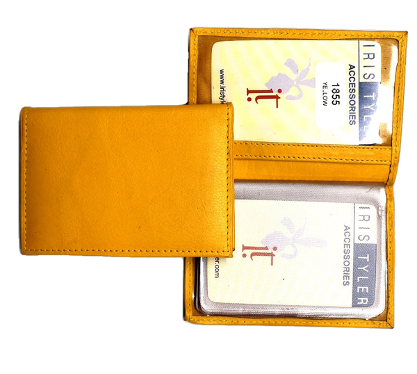 Credit Card Holder - Book Style - Yellow Leather