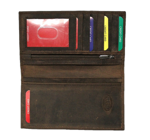 RFID Protected Leather Checkbook Cover - Crazy Horse Leather