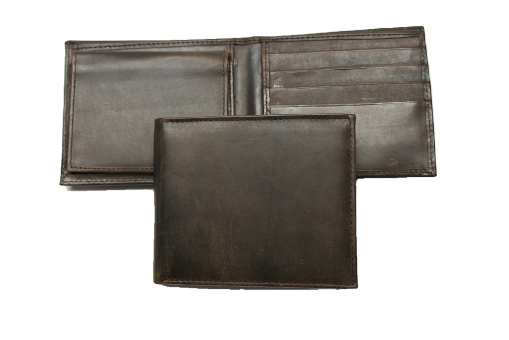 Sprocket Brand RFID Safe Billfold Style Wallet - Dark Brown Leather