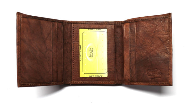Super Soft Genuine Leather Trifold Wallet - Brown