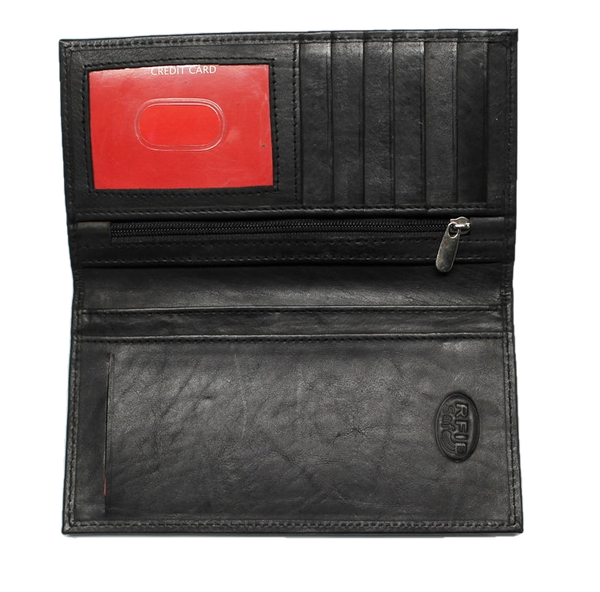 RFID Protected Leather Checkbook Cover - Black