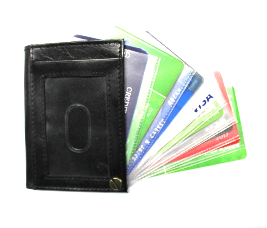 wallet credit card sleeves Credit Card Holder -Fan Style RFID Safe- Black Leather