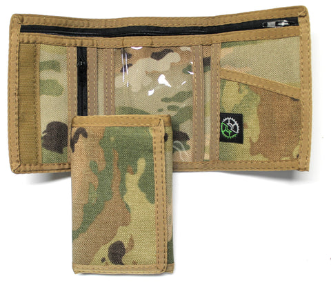 Multi Cam Military Camo Nylon Trifold Wallet by Sprocket - Made in USA