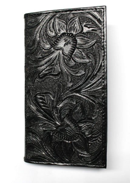 Tooled Leather Rodeo Wallet / Roper Wallet - Black