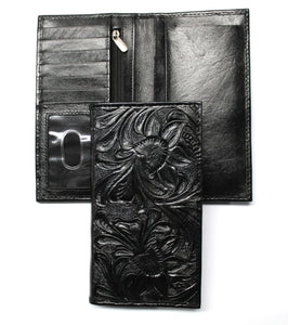 Tooled Leather Rodeo Wallet / Roper Wallet - Black