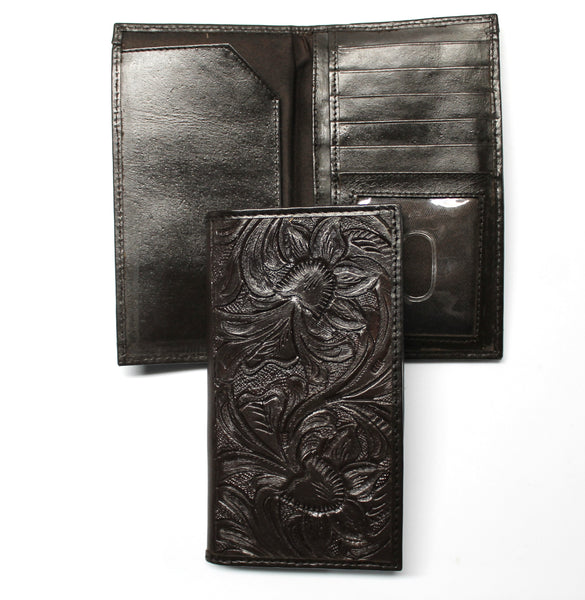 Tooled Leather Rodeo Wallet / Roper Wallet - Brown