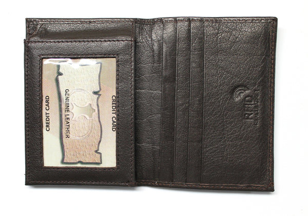 L-Fold Credit Card Trifold Leather Wallet - RFID Safe - Brown
