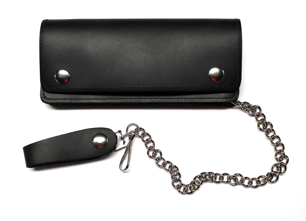 7 1/2 Inch Slim Biker Wallet with Chain  - Black