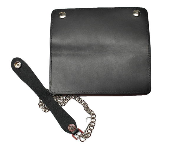 7 1/2 Inch Slim Biker Wallet with Chain  - Black