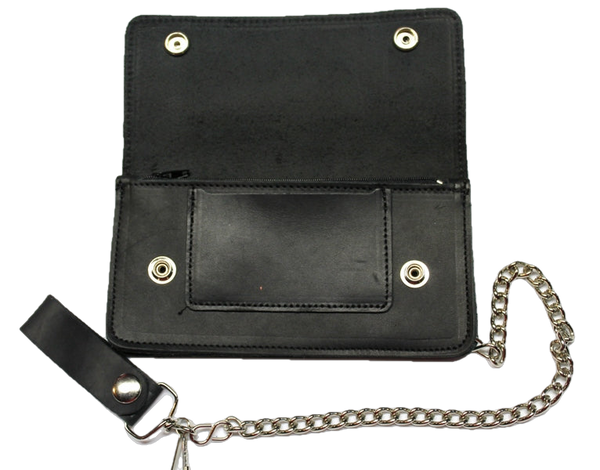 7 inch Biker Wallet - Black Oil Tanned Leather - USA MADE