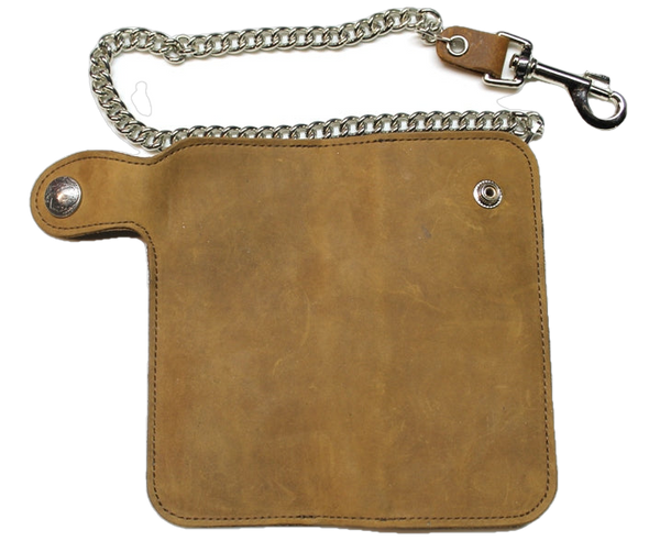 7 inch Deluxe Biker Wallet - With Side Snap- Brown - USA MADE