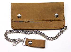 Trucker Wallet in Natural Tanned Leather-  Brown - USA MADE