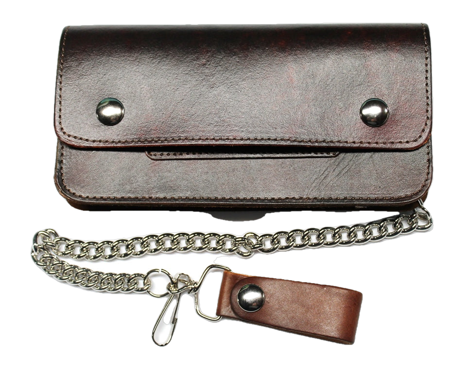 8 inch Trucker Wallet - Dark Brown Antique Leather - USA MADE