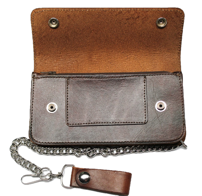 8 inch Trucker Wallet Dark Brown Antique Leather USA MADE Wallets Plus