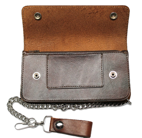 8 inch Trucker Wallet - Dark Brown Antique Leather - USA MADE