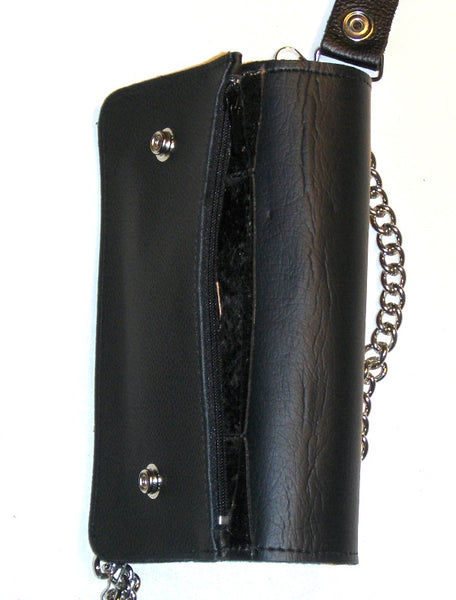 8 inch Trucker Wallet - Glove Leather-Black - USA MADE