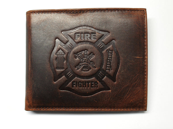 Fire Fighter Billfold Style Wallet - Crazy Horse Leather