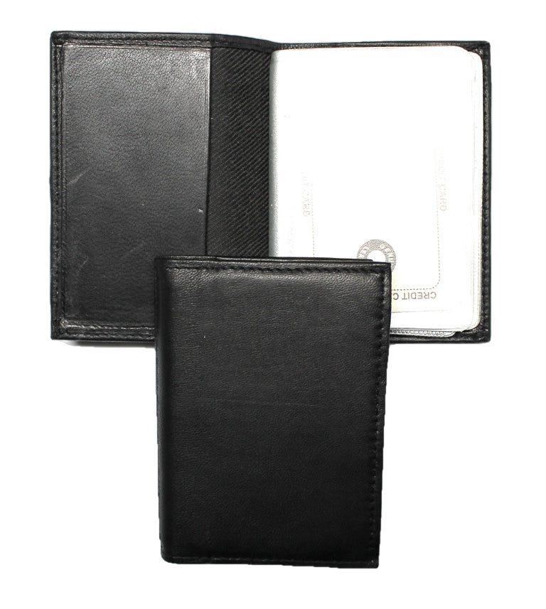 Credit Card Holder - Book Style - Black Leather