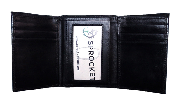Sprocket Brand RFID Protected Trifold -  Black Leather