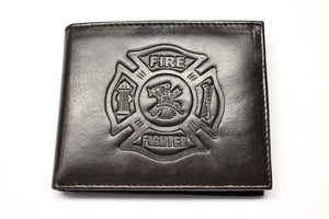 Fire Fighter Billfold Style Wallet - Dark Brown Leather