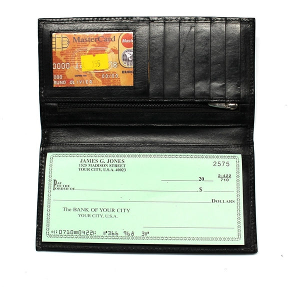 Fire Fighter Checkbook RFID Safe - Black Antique Leather
