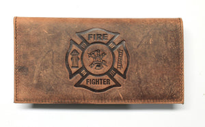 Fire Fighter Roper Wallet / Checkbook - RFID Protected - Crazy Horse Leather