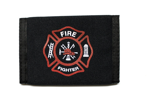 Fire Fighter Nylon Trifold Credit Card Wallet - Black