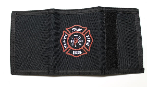 Fire Fighter Nylon Trifold Credit Card Wallet - Black