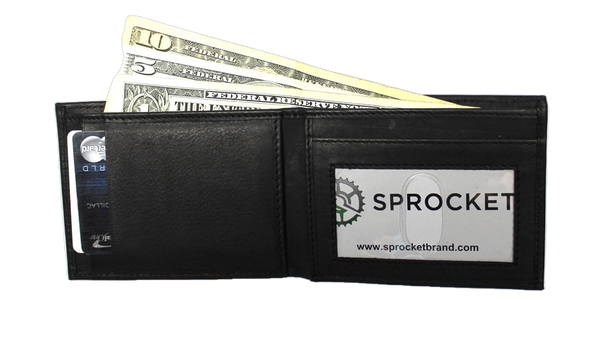 Front Pocket Minimalist Slim ID Wallet -Black Leather