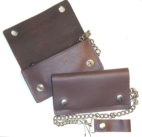 6 inch Biker Wallet - Brown Leather - USA MADE