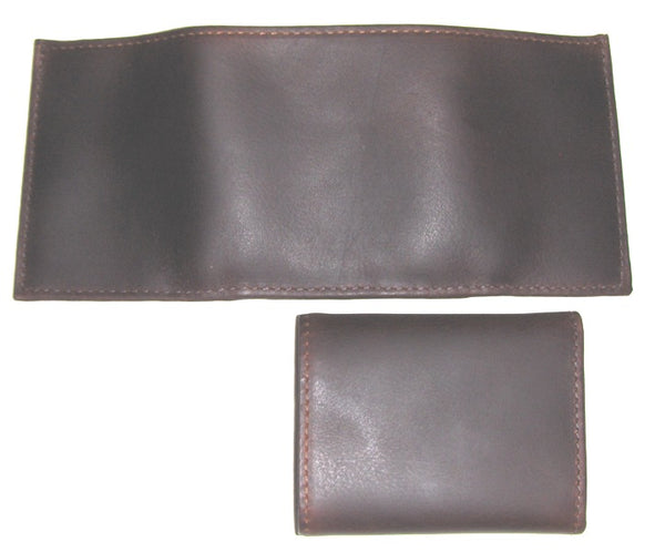 Pull Up Leather Trifold Wallet - Brown - Made in USA