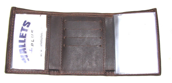 Pull Up Leather Trifold Wallet - Brown - Made in USA
