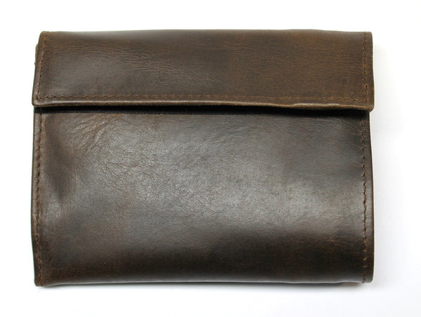 Fire Fighter Leather and Nylon Bifold Wallet - Dark Brown