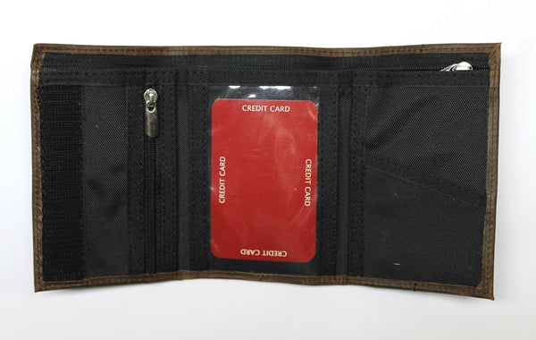 Fire Fighter Leather and Nylon Trifold Wallet - Dark Brown