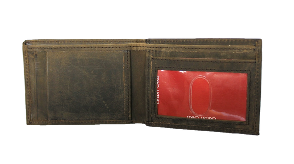 Front Pocket ID Slimfold Wallet - Brown Crazy Horse Leather RFID Safe