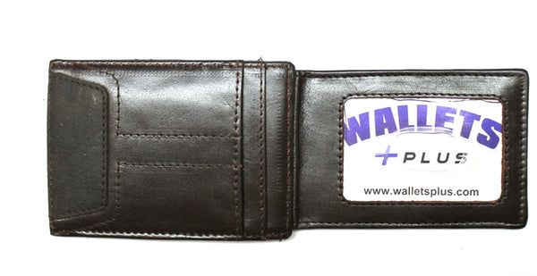Magnetic Front Pocket Wallet / Moneyclip - Dark Brown Leather