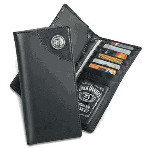 Jack Daniels Distillers Choice Rodeo Style Wallet Checkbook - Black