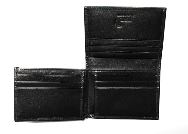 L-Fold Credit Card Trifold Leather Wallet - RFID Safe - Black