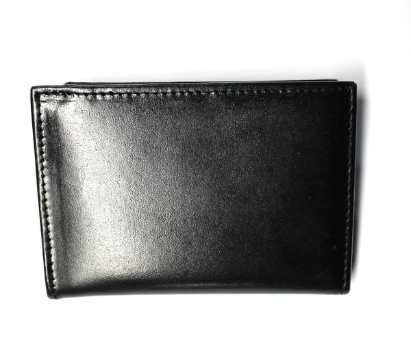 L-Fold Credit Card Trifold Leather Wallet - RFID Safe - Black