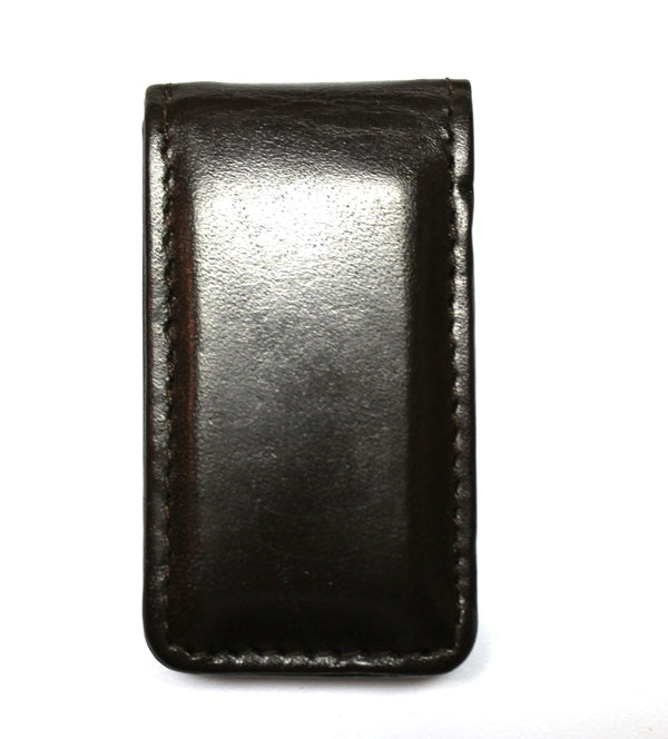 Leather Magnetic Money Clip - Dark Brown