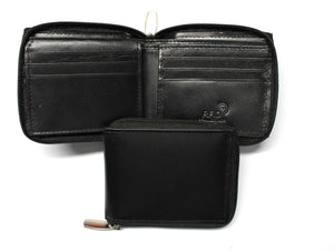 Leather Zip Around Billfold with RFID Protection - Black